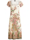 Etro Lucky Charm Print Scoop-neck Rib Midi Dress In Neutrals