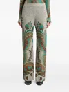Etro , Ribbed Wool Trousers With Daffodil Print, Woman, Grey, Size 48 In Gray