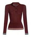 Etro Ribbed Polo Shirt With Pegaso Buttons In Red