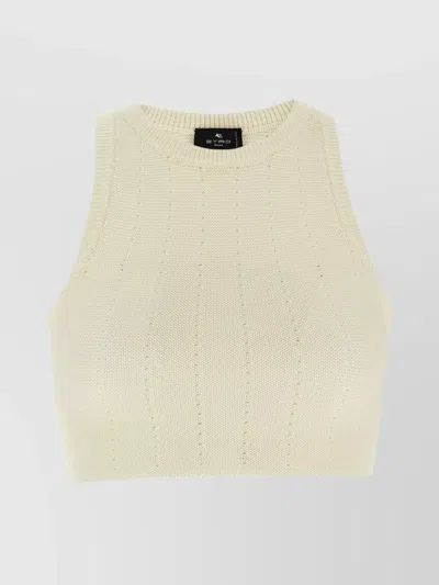 ETRO RIBBED SLEEVELESS CREW NECK CROP TOP