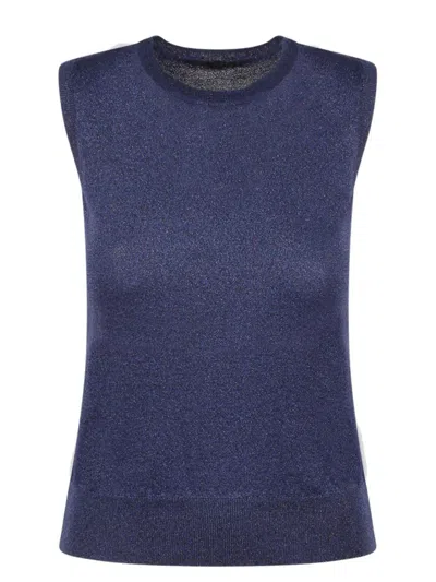 Etro Ribbed Trim Sleeveless Top In Blue