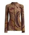 Etro Ribbed Wool Cardigan With Daffodil Motif In Brown