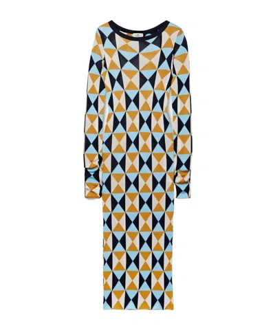 Etro Ribbed-knit Midi Dress In Blue
