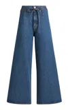 Etro Belted Wide-leg Crop Denim Trousers In Blue