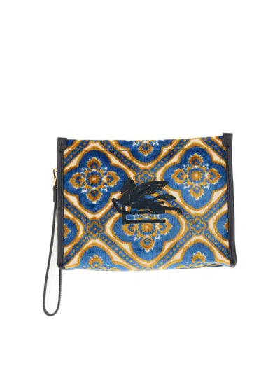 Etro Pouch Paisley Medium In Blue