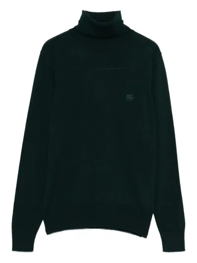 Etro Roll-neck Logo-embroidered Sweater In Green