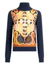 Etro Roll-neck Printed Sweater In Blue