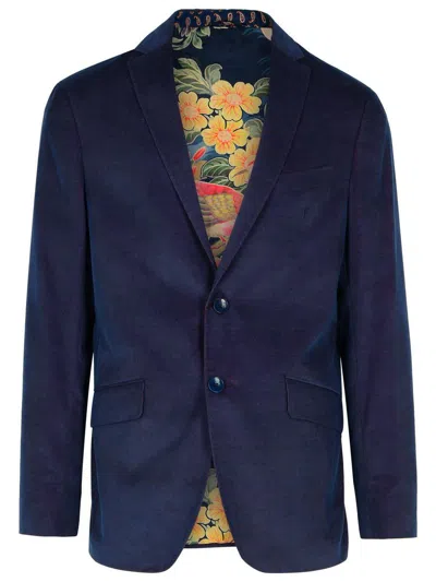 Etro Single-breasted Velvet Blazer In Blue