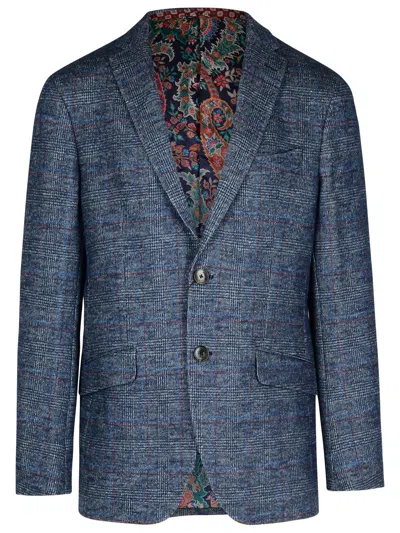 ETRO ETRO 'ROMA' BLUE WOOL BLEND BLAZER MEN