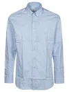 Etro Cotton Shirt With Hopsack Pattern In Azzurro