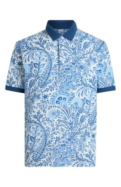 Etro Roma Cotton Piqué Polo In Blue