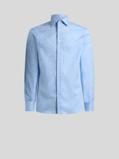 Etro Roma Cotton Shirt In Light Blue