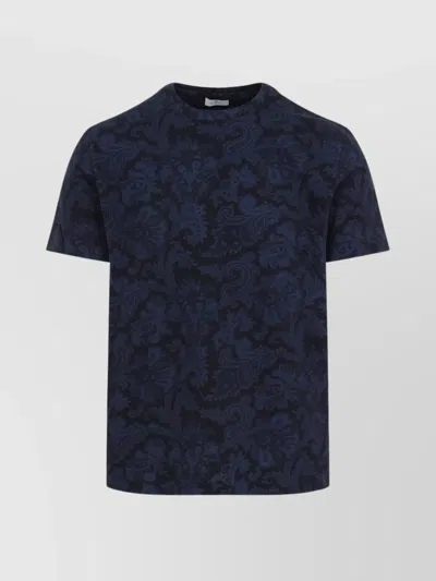 Etro Roma Crew Neck Paisley Pattern T-shirt In Blue