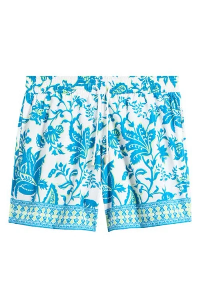 Etro Roma Floral Swim Trunks In Blue