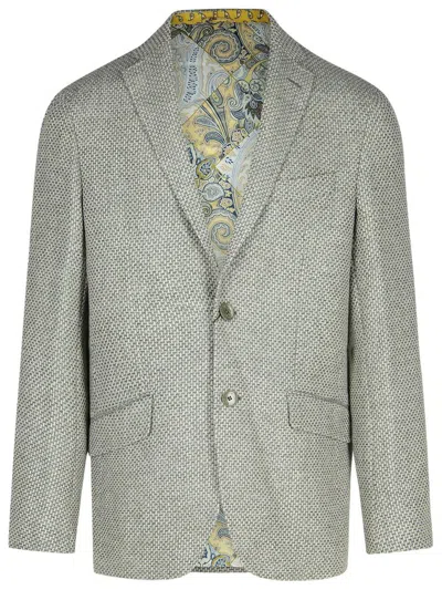 ETRO ETRO 'ROMA' GREY WOOL BLEND BLAZER