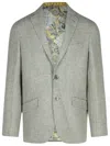 Etro 'roma' Grey Wool Blend Blazer In Gray