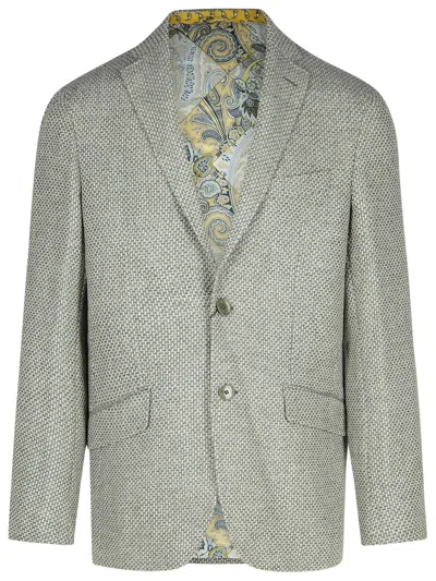 ETRO ETRO 'ROMA' GREY WOOL BLEND BLAZER MEN