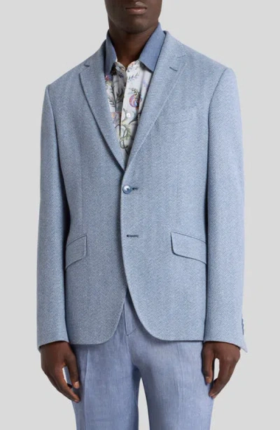 Etro Roma Jersey Cotton & Linen Herringbone Sport Coat In Animal Print