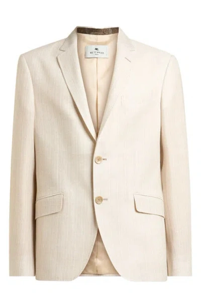 Etro Roma Jersey Tonal Stripe Cotton Sport Coat In White