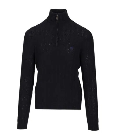 Etro Roma Knitted Quarter Zip Cashmere Jumper In Blue