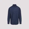 Etro Pegaso Embroidered Long-sleeved Shirt In Blue