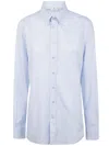 Etro Pegaso Embroidered Buttoned Poplin Shirt In Blue