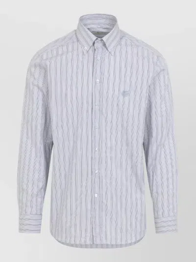 Etro Roma Logo Shirt Button Down Collar In Blue