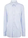 Etro Pegaso Embroidered Buttoned Poplin Shirt In Light Blue