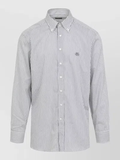 Etro Roma Logo Shirt Long Sleeve Stripe In Multi