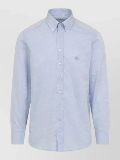 Etro Roma Logo Shirt Long Sleeves Buttondown In Blue