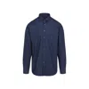 Etro Pegaso Embroidered Long-sleeved Shirt In Blue