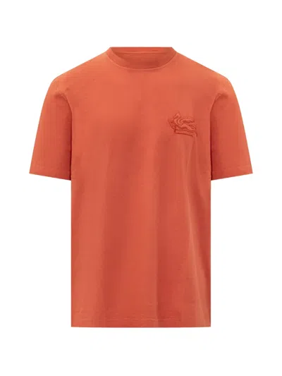 Etro Roma Logo-embroidered T-shirt In Burgundy