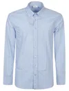 Etro Cotton Shirt With Hopsack Pattern In Azzurro