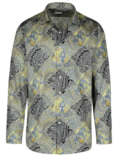 Etro Paisley-print Cotton Shirt In Gray
