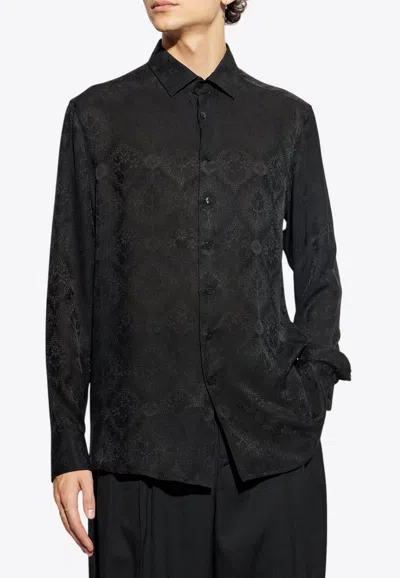 Etro Roma Paisley Jacquard Long-sleeved Shirt In Black
