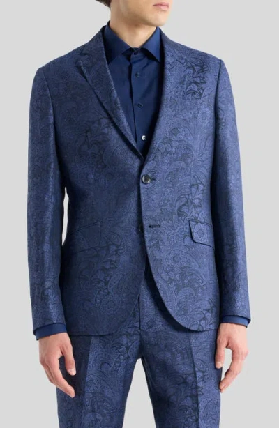Etro Roma Paisley Linen & Cotton Sport Coat In Blue
