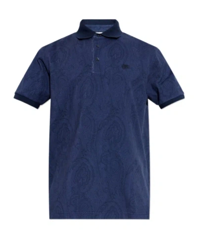 Etro Roma Paisley Polo Shirt In Blue