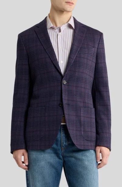 Etro Single-breasted Knit Jacket With Check Motif In Blue