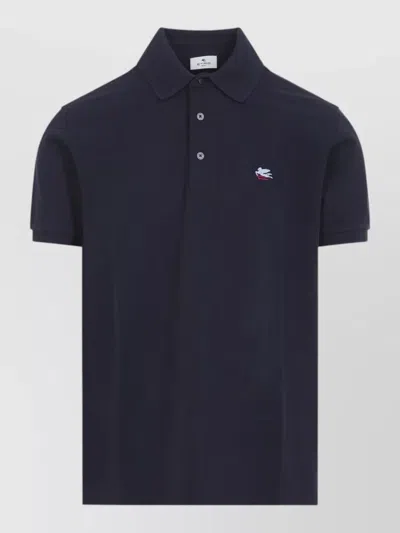 Etro Roma Polo Shirt Collar Short Sleeves In Blue