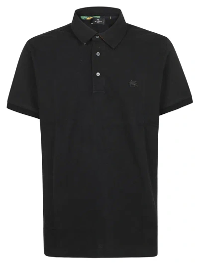 Etro Roma Polo Shirt In Cotton Piquet In Black