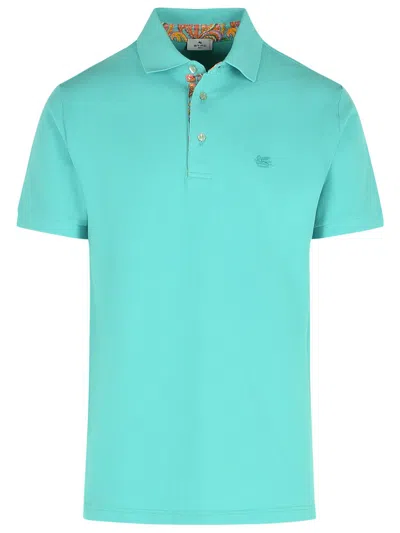 ETRO ROMA POLO SHIRT IN LIGHT BLUE COTTON