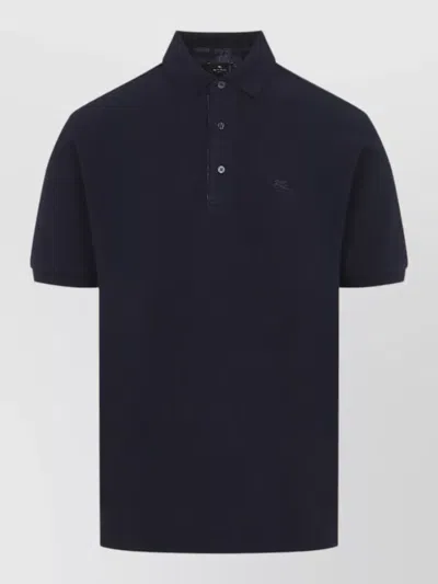 Etro Roma Print Motif Short Sleeve Polo In Multi