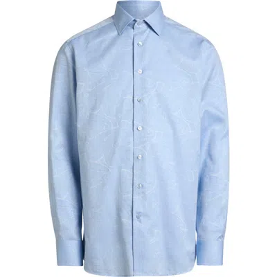 Etro Roma Regular Fit Light Blue Paisley Jacquard Cotton Dress Shirt