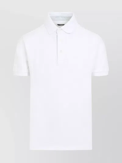 Etro Roma Ribbed Collar Polo Shirt In White