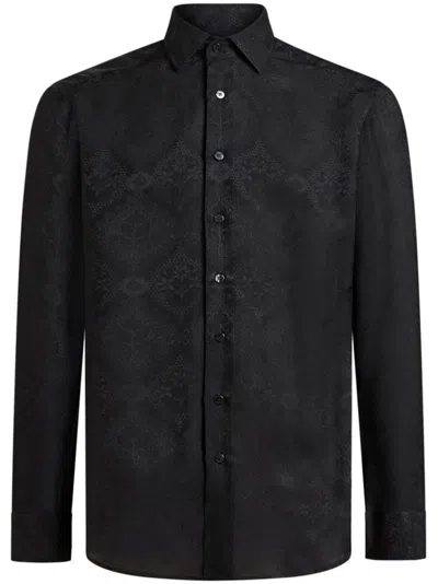 Etro , Floral Jacquard Roma Shirt, Man, Black, Size 44