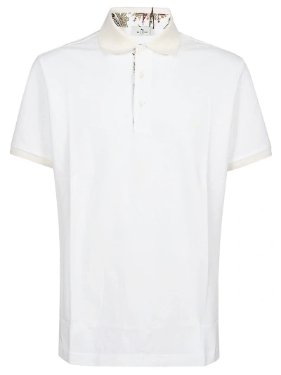 Etro Roma Short Sleeve Polo Shirt In Bianco
