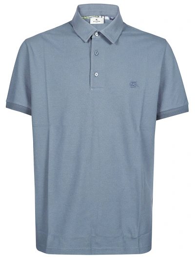 Etro Roma Short Sleeve Polo Shirt In Blu Navy