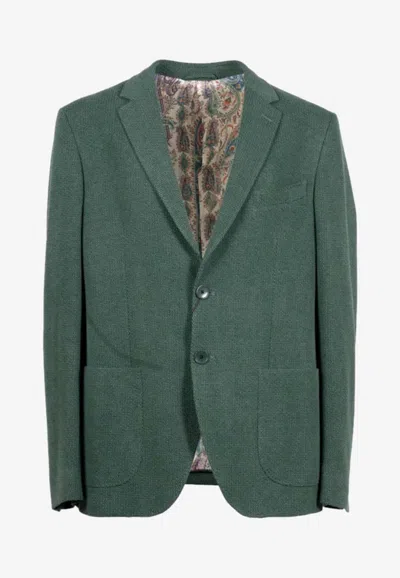 Etro Roma Single-breasted Blazer In Green
