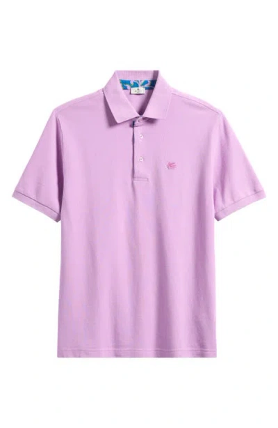 Etro Roma Solid Cotton Piqué Polo In Purple