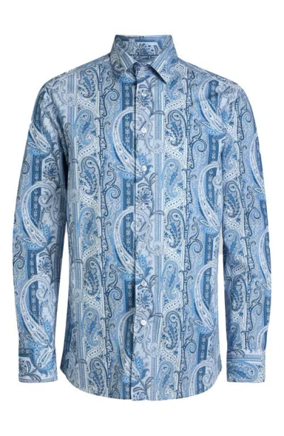 Etro Roma Stretch Cotton Dress Shirt In Blue